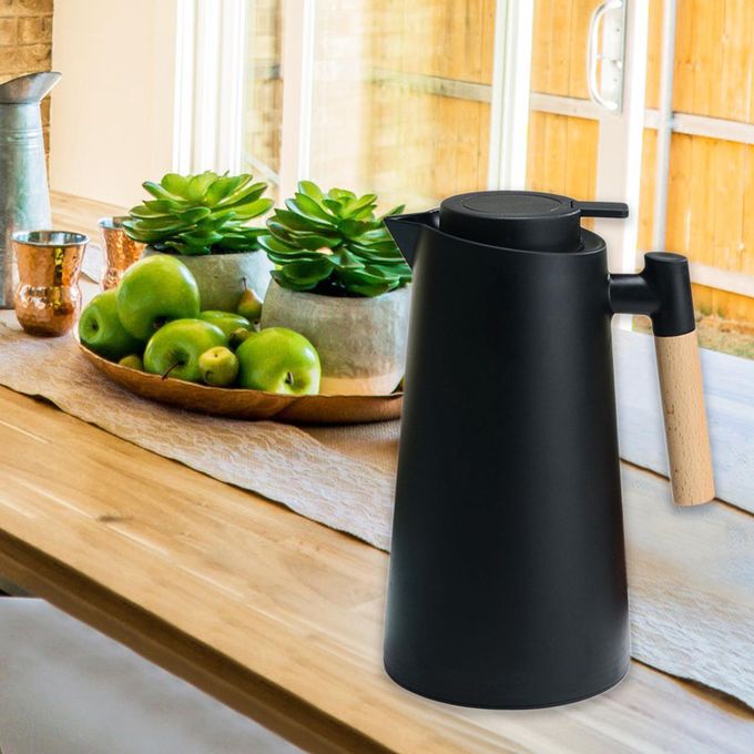 Carafe isotherme Thermos Café 1 L, poignée bois, double paroi