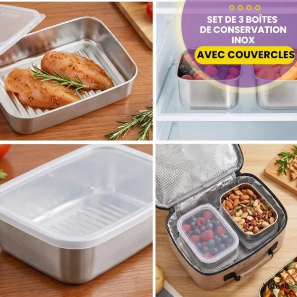 Set de 3 Boîtes de Conservation Inox
