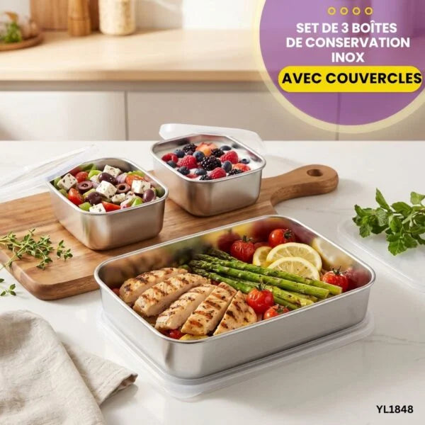 Set de 3 Boîtes de Conservation Inox