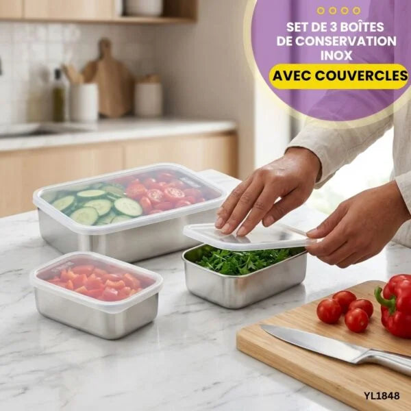 Set de 3 Boîtes de Conservation Inox