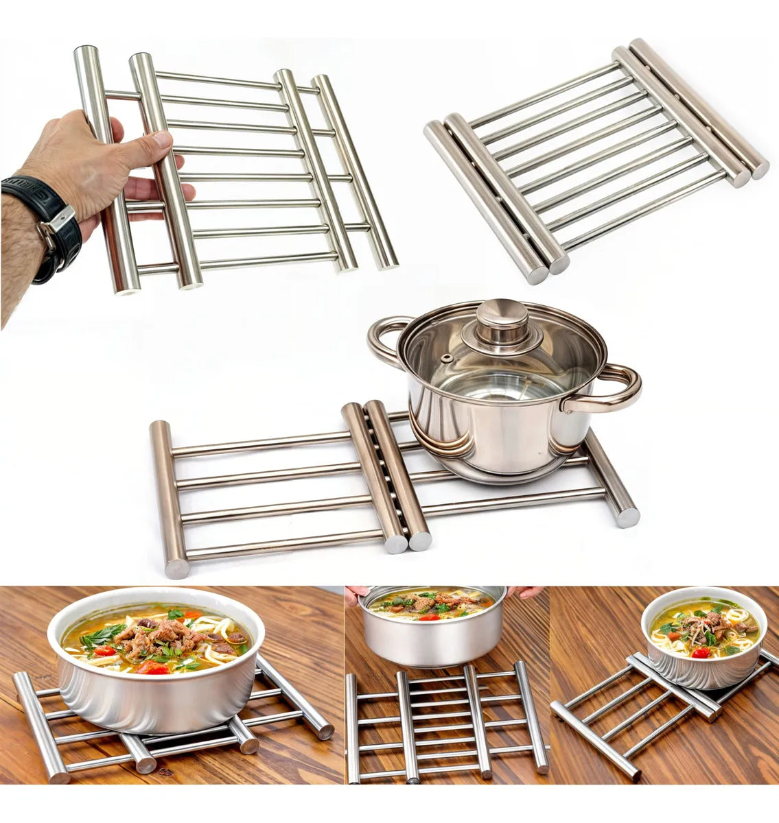 Support de casserole en acier inoxydable