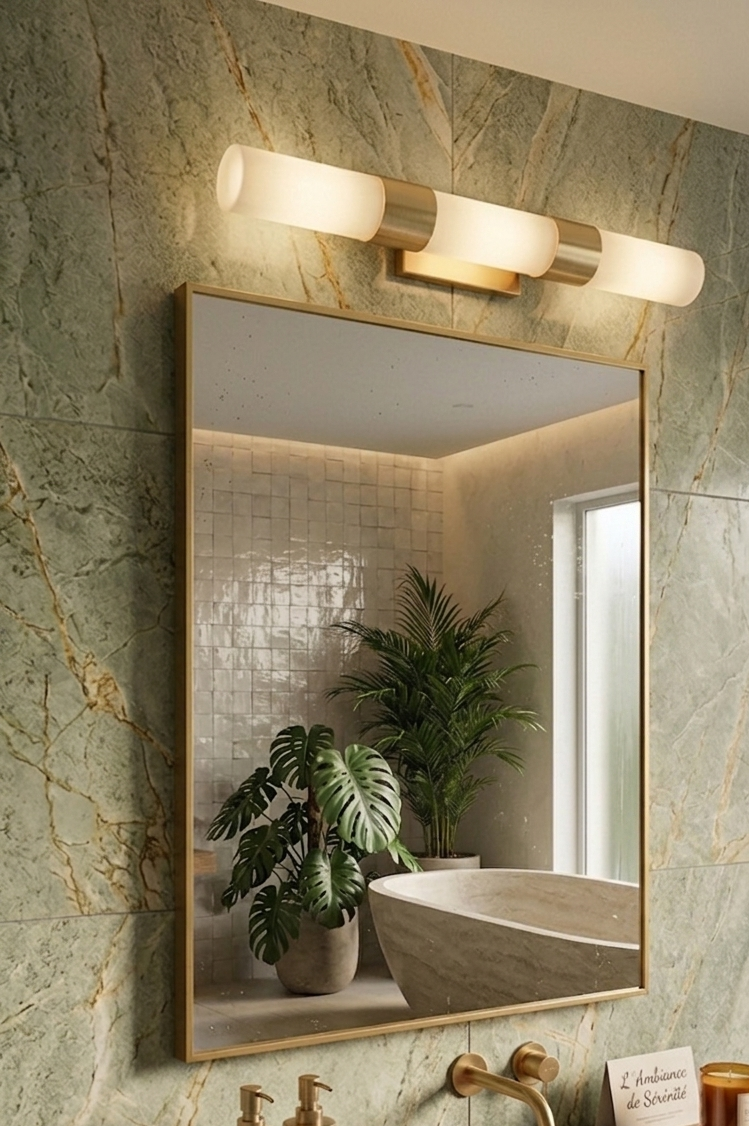 Miroir rectangulaire cadre aluminium doré brossé 80 × 60 cm