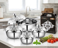 Série de 4 Bols plats en inox avec couvercle
