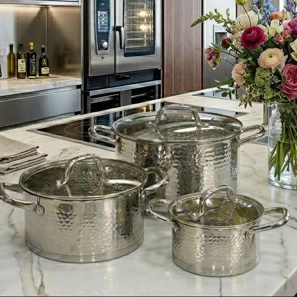 Service de casseroles 3 pièces en inox