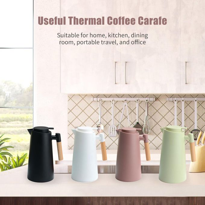 Carafe isotherme Thermos Café 1 L, poignée bois, double paroi